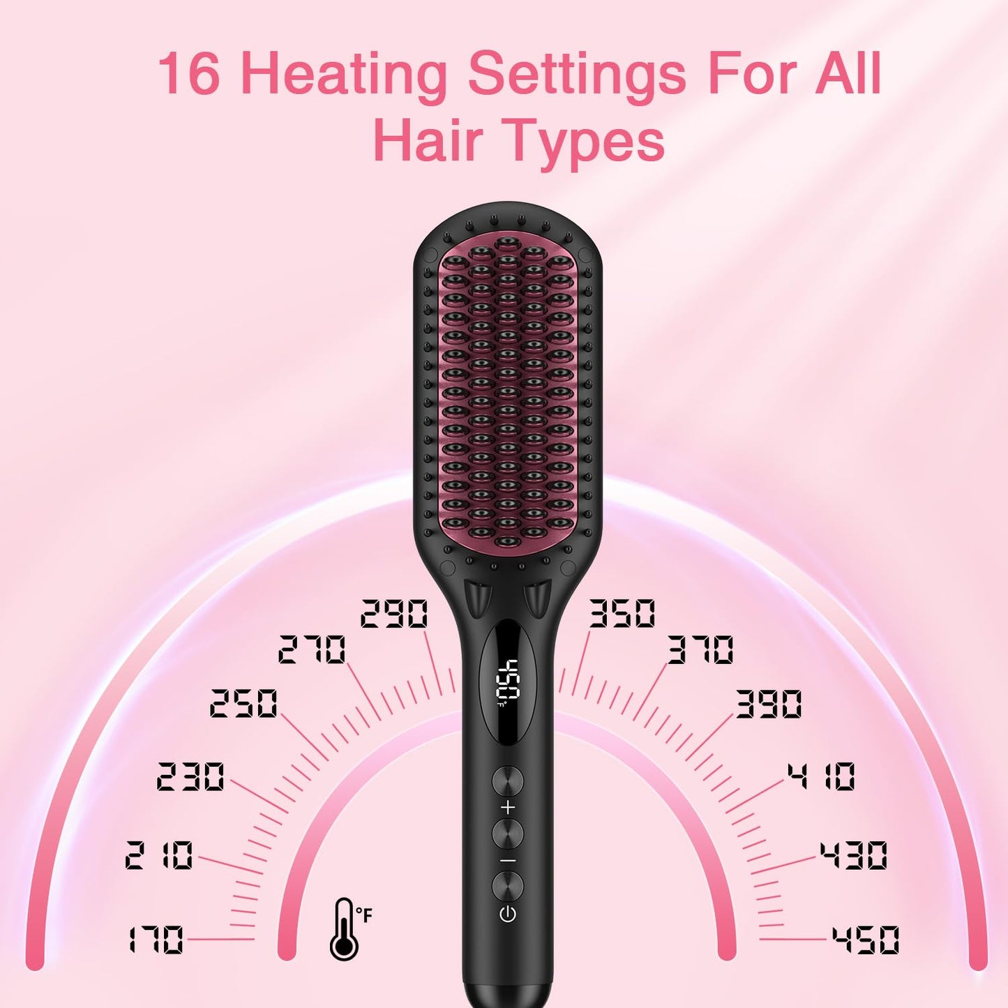 MiroPure Enhanced Ceramic Hair Straightener Brush - 2-in-1 Ionic Styling Tool with Anti-Scald & Auto-Off Features | Black