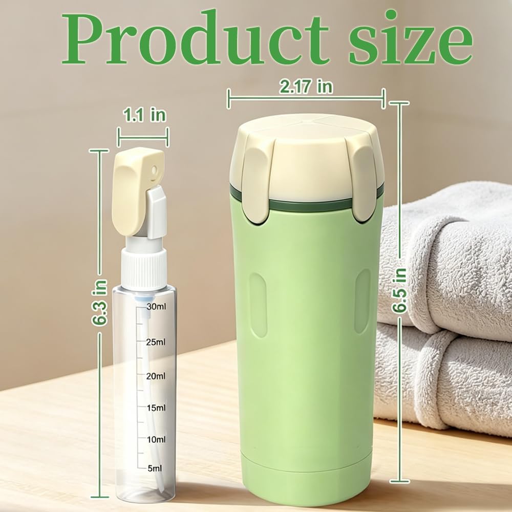 Travel Toiletry Dispenser Set - 4 Pack 30ML Refillable Leak-Proof Bottles for Shampoo & Shower Gel | Green