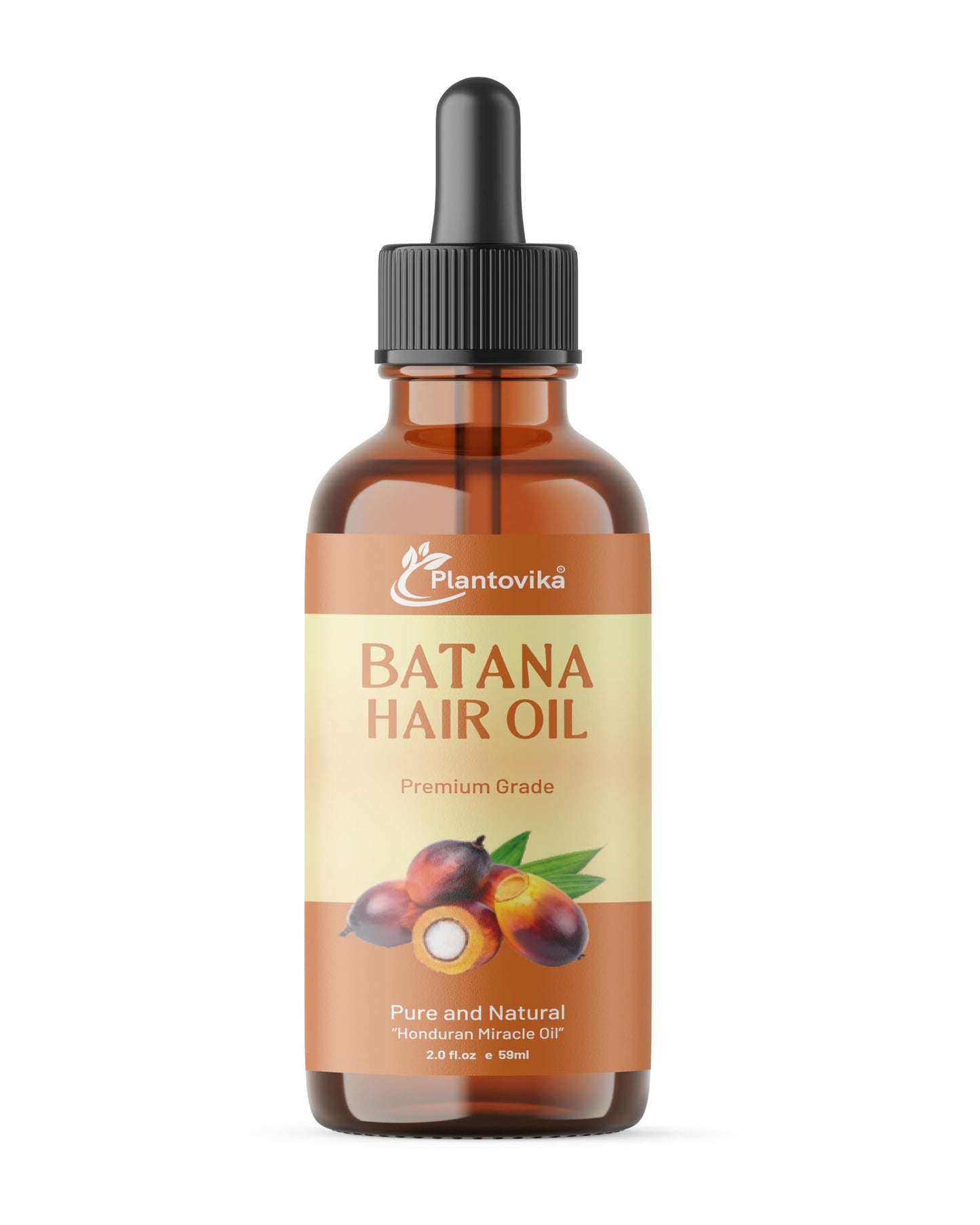 Plantovika Batana Oil for Hair Growth, 100% Pure Honduran Cold-Pressed Raw Unrefined Hair Mask & Scalp Treatment, Dr. Sebi Inspired for Damaged Hair, Men & Women, All Hair Types, 2 fl oz