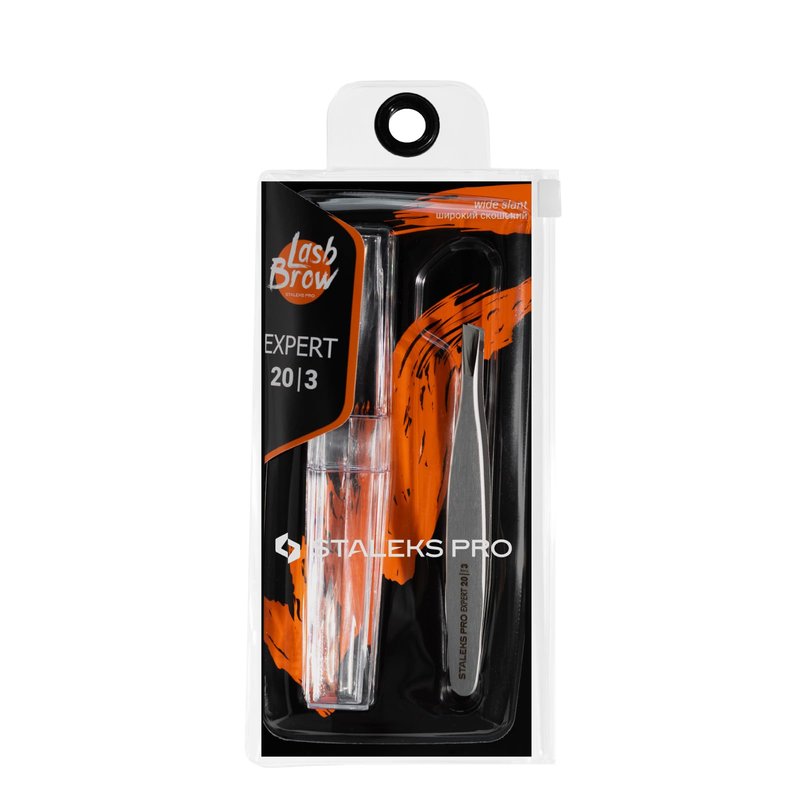 STALEKS PRO Expert 20 Type 3 Professional Eyebrow Tweezers – Wide Beveled Stainless Steel for Thick Brows & Soft Stroke Hair Removal