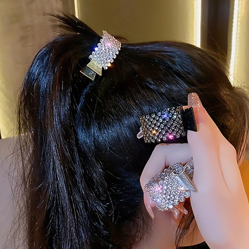Hair Claw Clips - 3PCS Rhinestone Shark Clips for High Ponytails | Nonslip Hair Accessories for Thick Long Hair