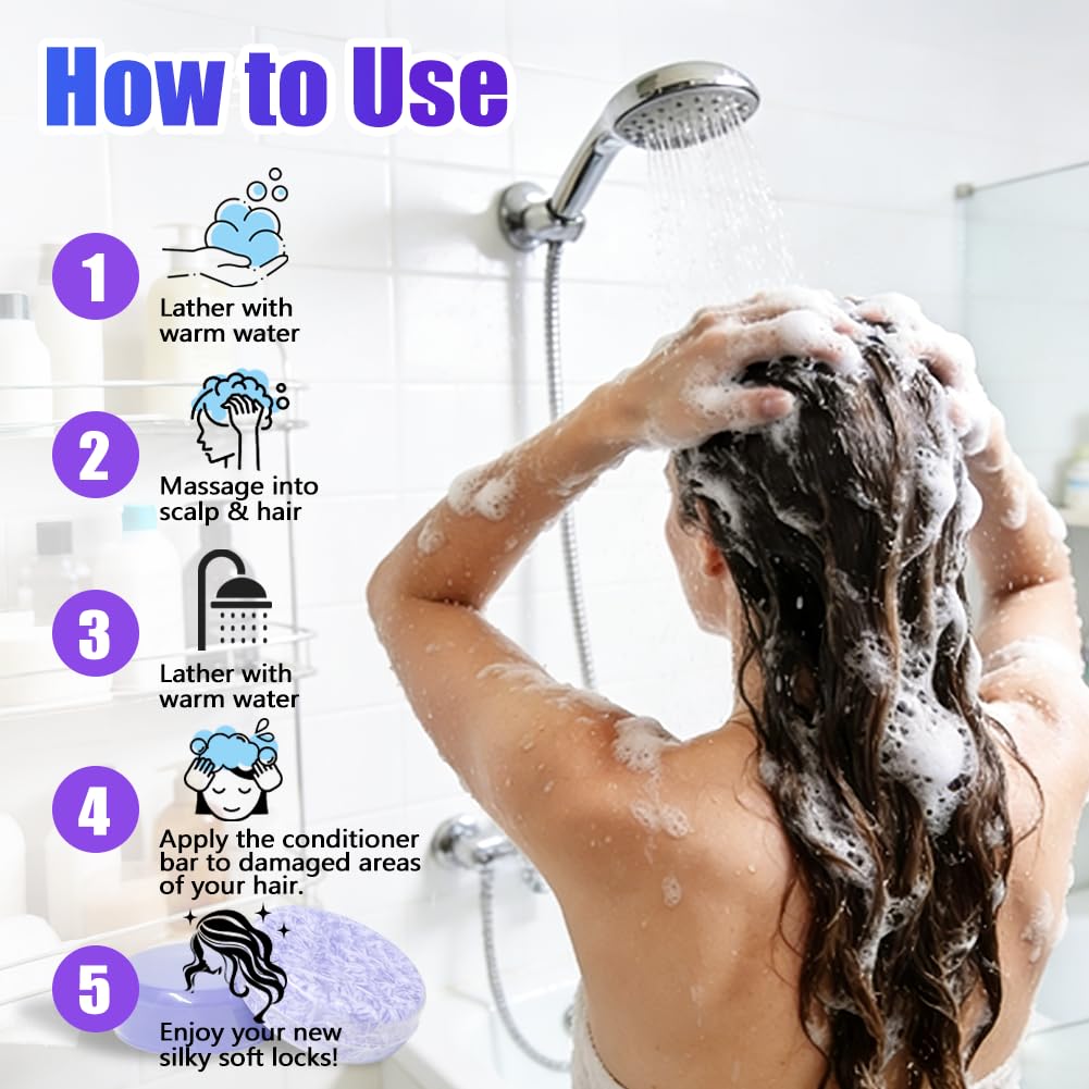 Jaxbo Upgraded 2PCS Blueberry Shampoo Bars and Conditioner Set, Natural Blueberry Shampoo Bar with 2 Bar Soap Pouchs, Hair Growth Soap Bar, for Thinning or Dry Frizzy Hair, All Hair Types Men & Women