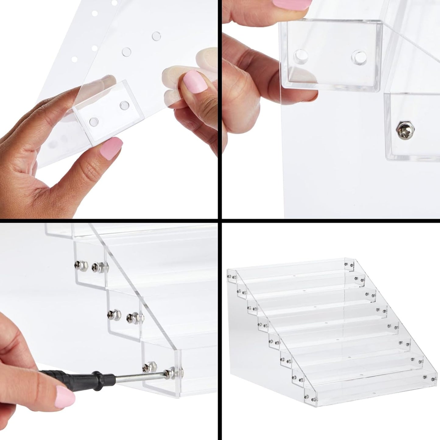 Acrylic Nail Polish Rack - 8-Tier 96-Bottle Organizer for Essential Oils & Paint Storage | 12.75 x 12.5 x 9.25 in