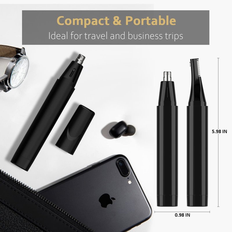 Dapsang Ear Nose Hair Trimmer for Men, Rechargeable Eyebrow Facial Hair Trimmer, Painless Waterproof Nose Clipper 2023 Professional Dual Blades Face Shaver (Black)