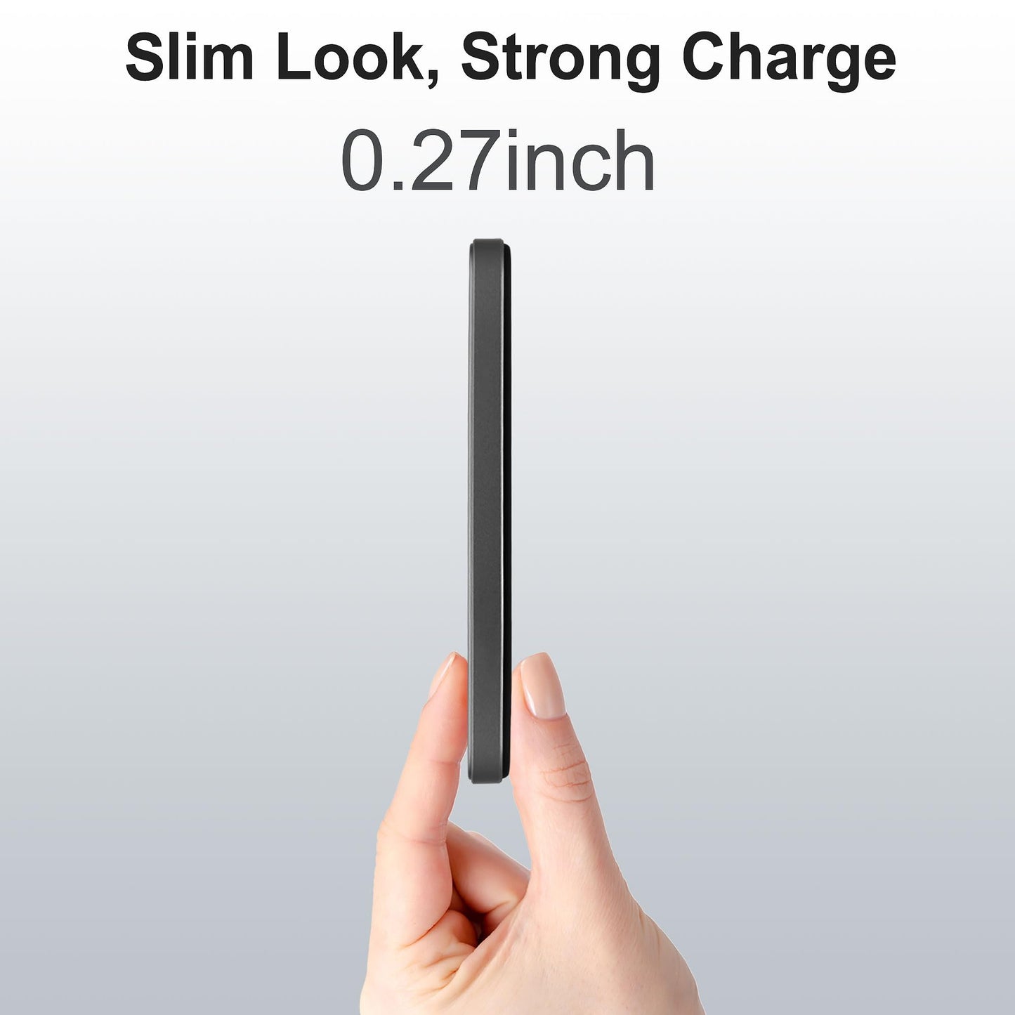 VONUV Magnetic Portable Charger 5000mAh, 15W Ultra Slim Wireless Portable Charger, Fast Charging for iPhone 17/16/15/14/13/12 Pro/Pro Max/Plus, Metal Shell, USB-C Cable to Charge Other Phones (Grey)