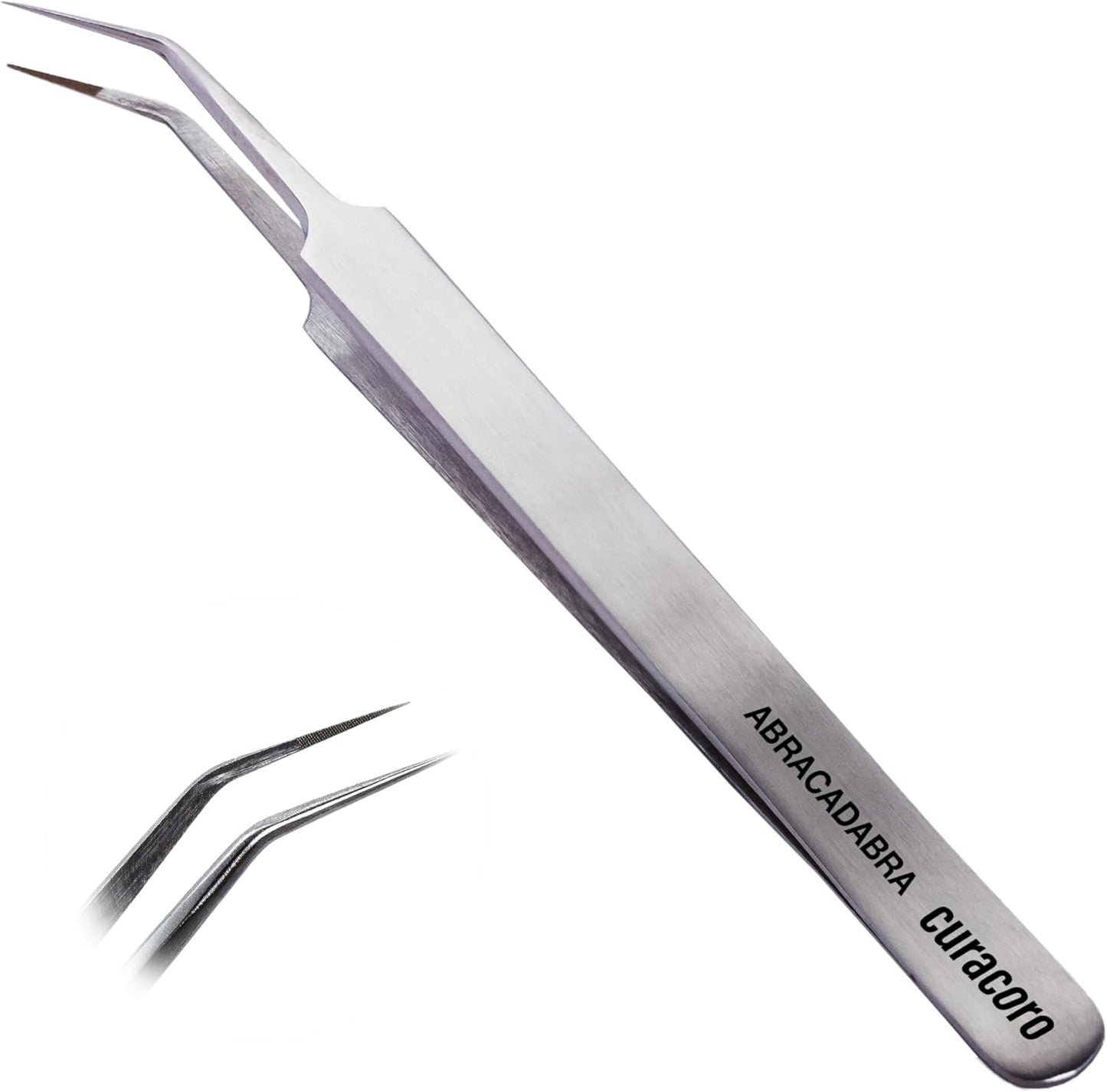 Curacoro Lash Tweezer - Precision Fiber Tip Grip for Eyelash Extensions | Multi-Shape Silver Tweezers for Volume & Isolation