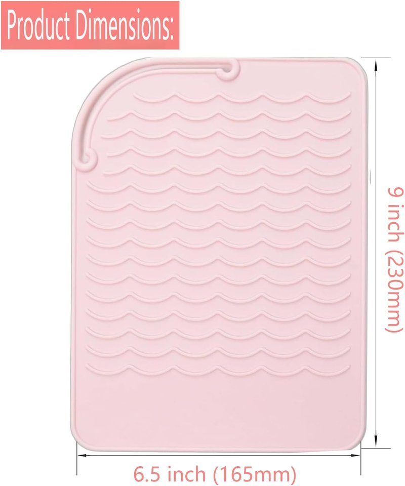 Silicone Heat Resistant Mat - Portable Travel Cover for Curling Irons & Hair Tools | Pink, Small