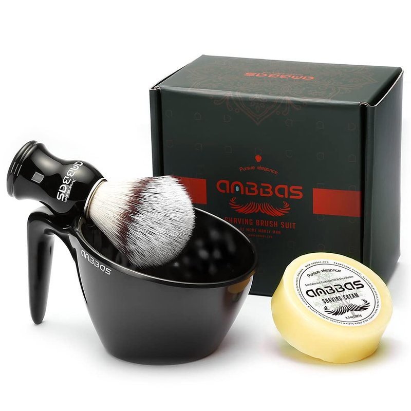 Anbbas Faux Badger Bristles Shaving Brush with Food-Grade Melamine POP Mug for Lathering and 3.5oz Shaving Soap Refill for Men Wet Shave,Women Girls Hair Removal