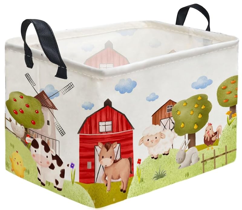 Waterproof Kids Storage Basket with Handles - 15x9x10 inches