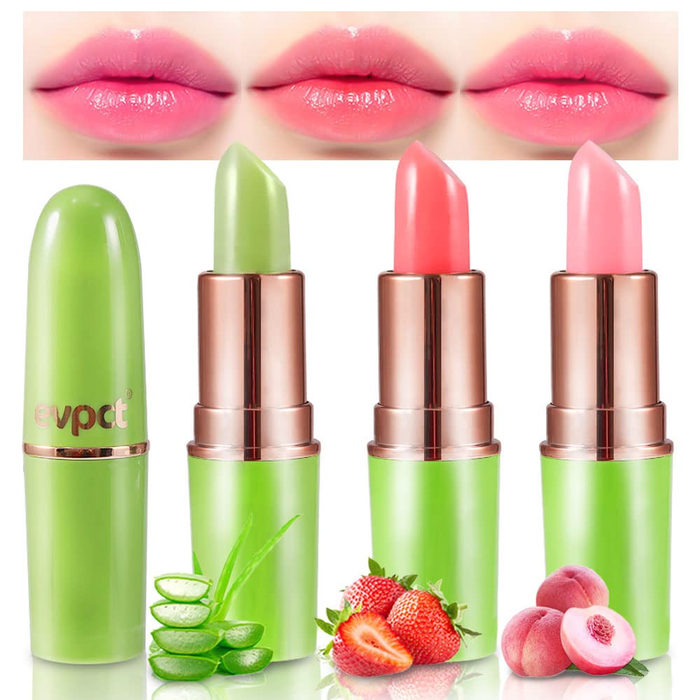 Blueberry Tinted Lip Balm Set - PH Color Changing Lipstick Balm for Women | Long-Lasting Light Pink Tint
