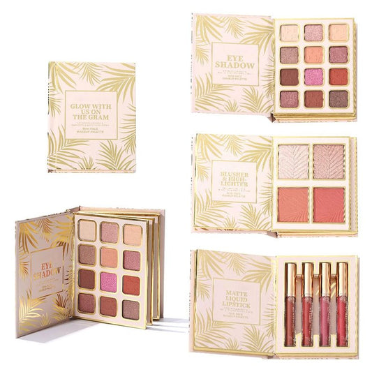 Wenrny Foldable All in One Makeup Palette,20 Color Book Syles Makeup Palette Set with 12 Color Eyeshadow,4-color Highlighter & Blush and 4 Colors Lipstick,All-in-One Face Highlighter Pallet