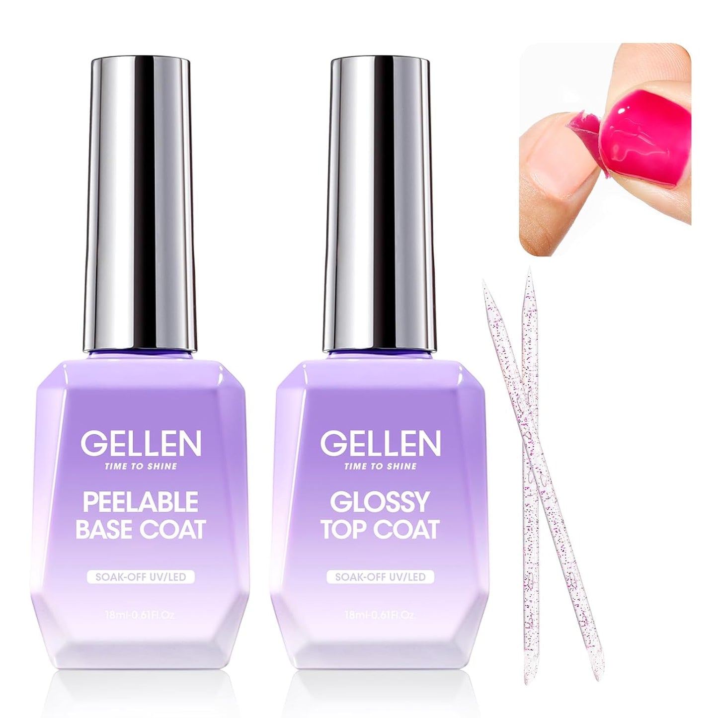 Builder Nail Gel Set - Soak Off Hard Gel with Top & Base Coat | 3 Pcs 18ml for Nail Extensions & Strengthening