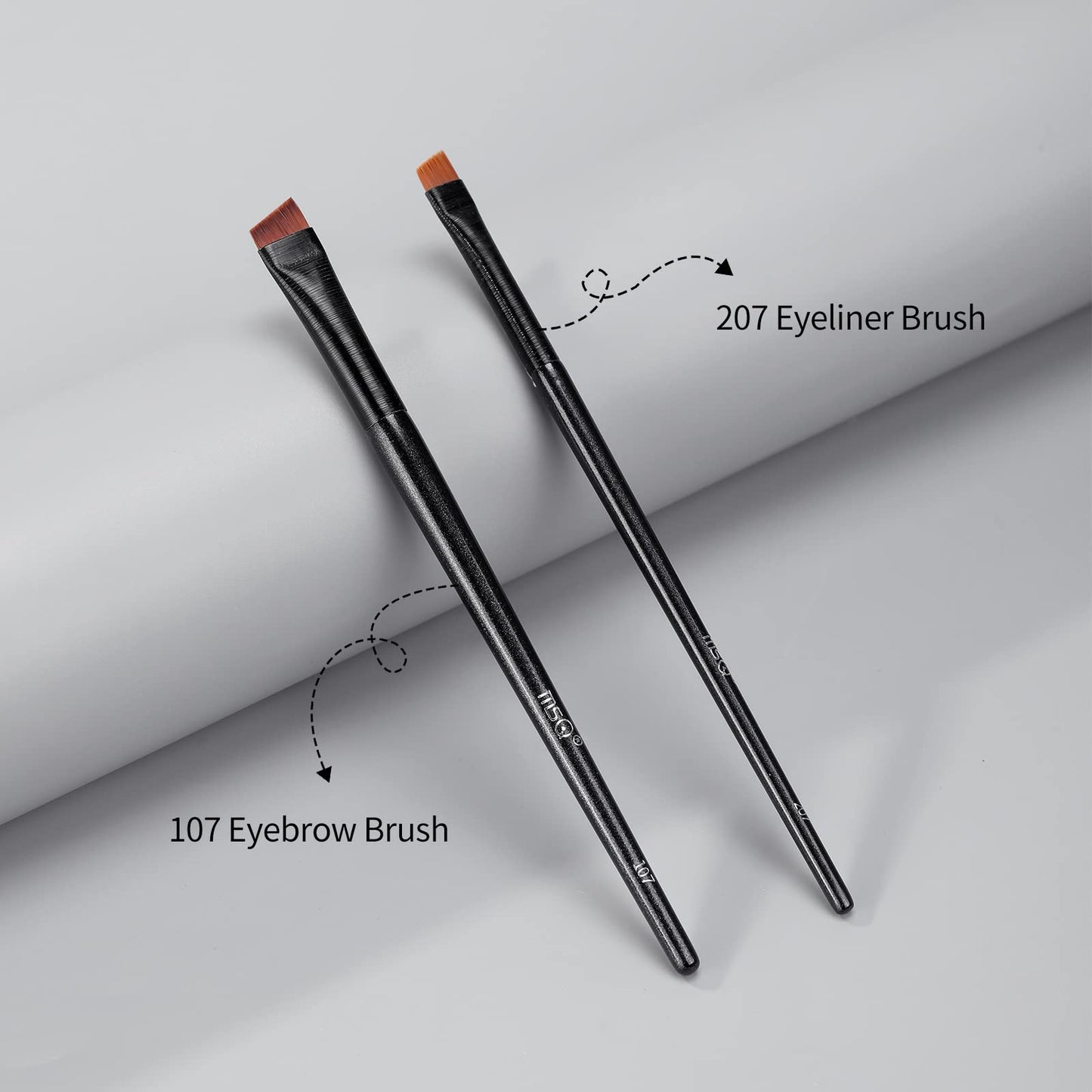 Fine Angled Eyeliner Brushes, MSQ Eye Liner brush, 2pcs Angled Eyebrow Brushes Set Ultra Thin Eyeliner Brush Synthetic Bristles Eye Makeup Tool