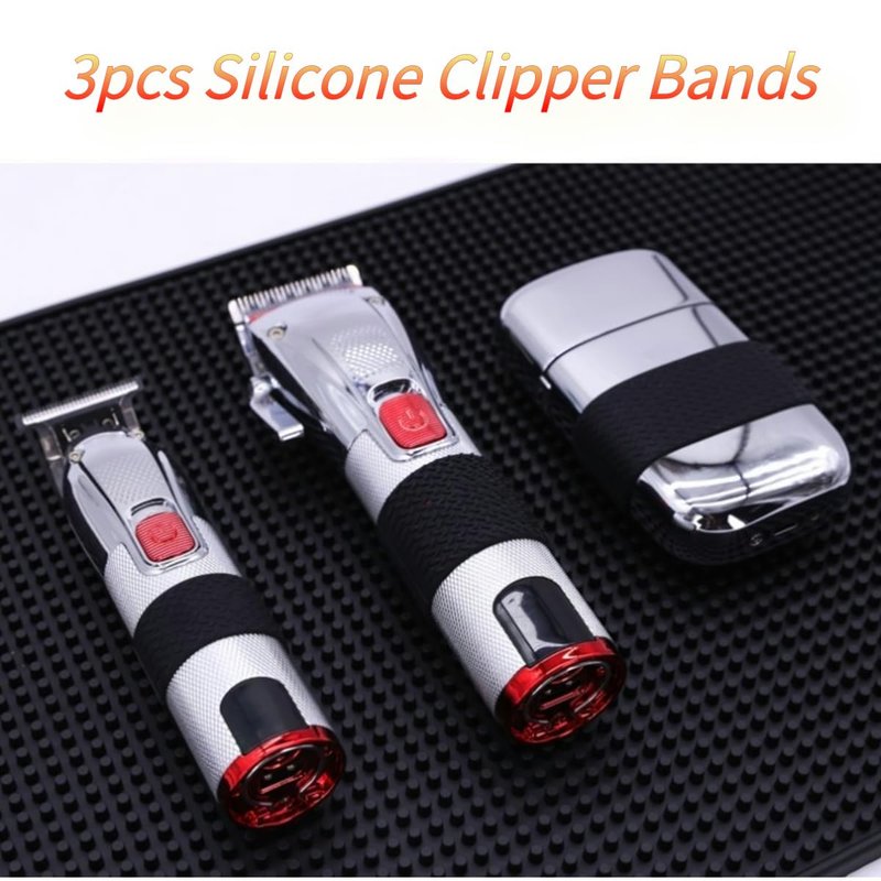 3pcs Heat Silicone Clipper Bands, Anti Slip Shock Absorbing Universal Clipper Trimmer Grips Sleeve for Professional Barber Shop, Beautiful and Comfortable