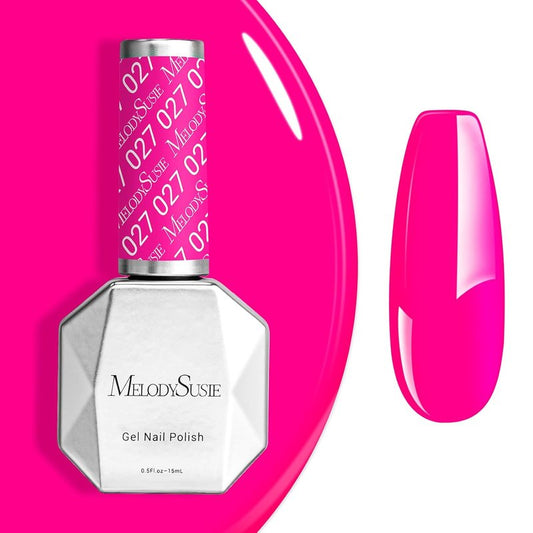 MelodySusie Neon Pink Gel Nail Polish - Bright Hot Pink Soak Off UV LED | 0.5 fl oz for DIY Nail Art & Manicure