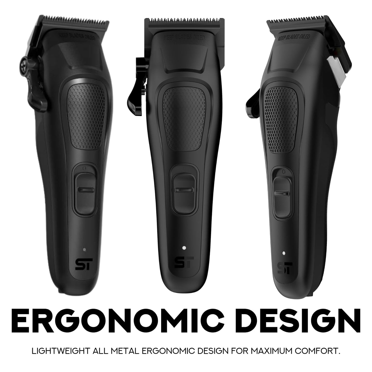 Supreme Trimmer Darkstar 82 Metal Body Clipper w. Magnetic Vector Motor | 180 Min Run Time, 9100 RPM Hair Clipper | Low Noise Professional Barber Clipper DLC Tade Blade | STC82 (Black)