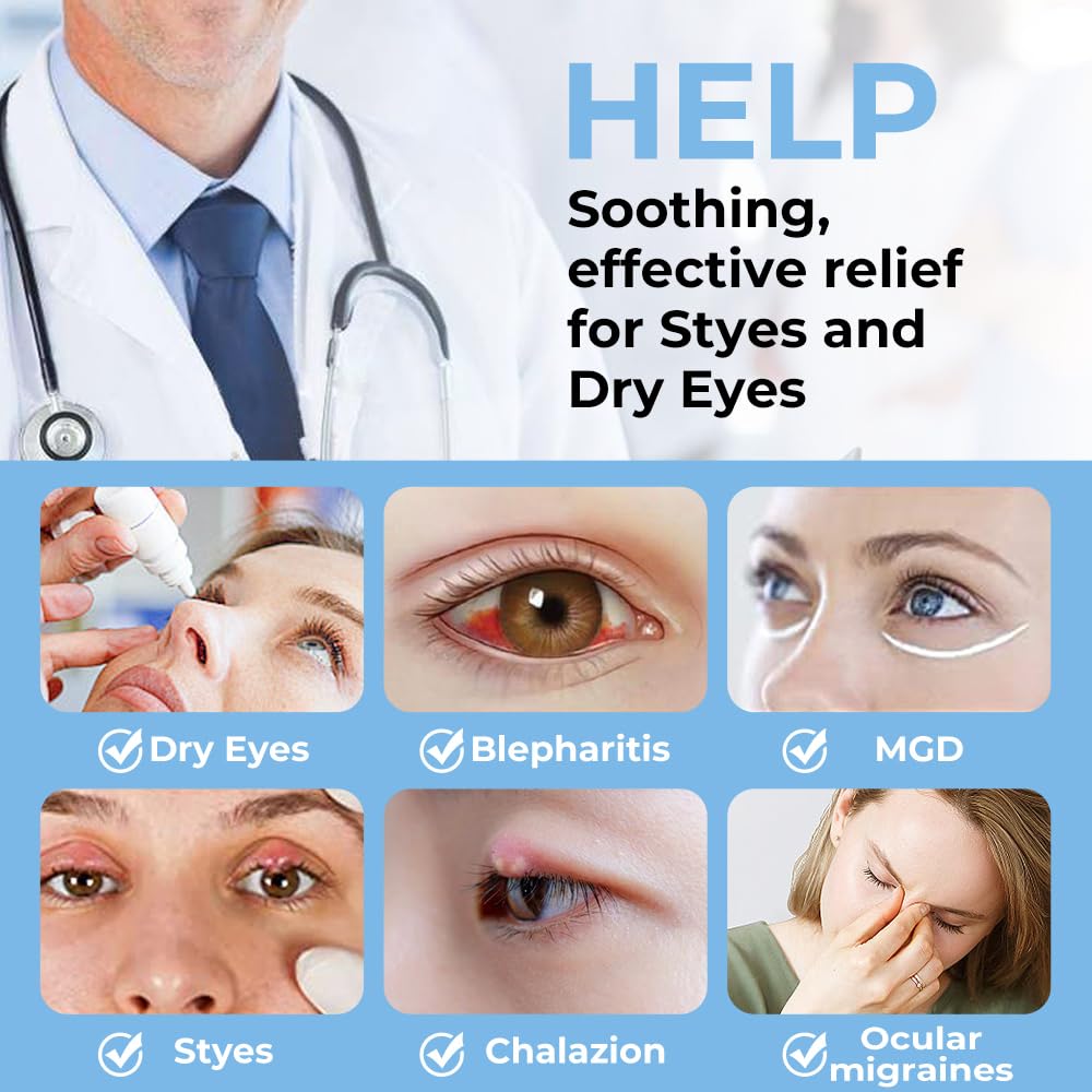 Heated Eye Mask for Dry Eyes - Warm Flaxseed Compress for MGD & Eye Treatment | Blue