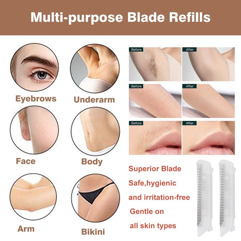 18 Pcs Replacement Blades for Finishing Touch Flawless Dermaplane Glo Sonic Vibrating Facial Exfoliator, Replacement Heads Only Specific for Flawless Vibrating Dermaplane Razor