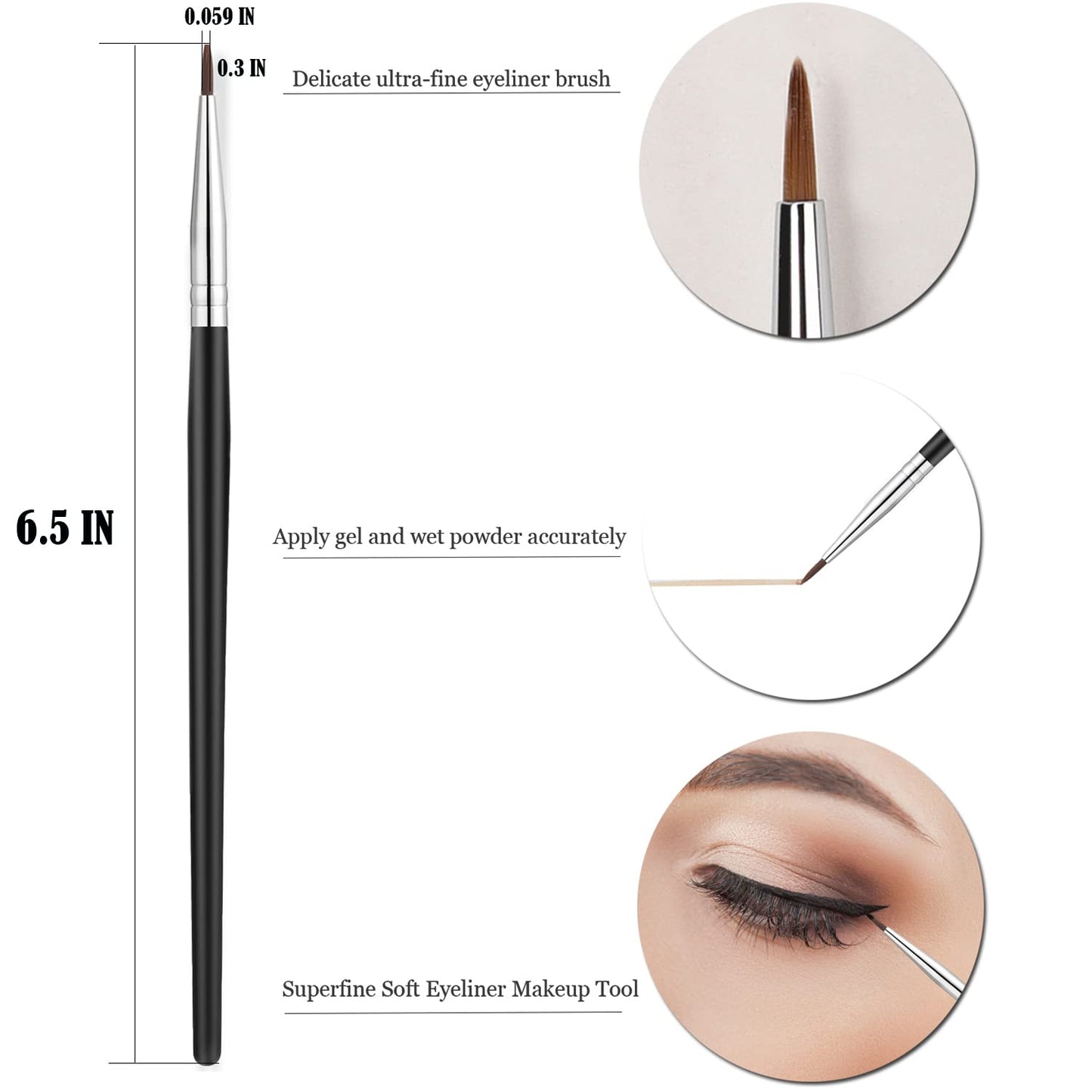Fine Angled Eyeliner Brush, JASSINS Ultra thin Precision EyeLiner Makeup Brushes Set, Fine Point Eyeliner Brush, Synthetic Bristles Eye Makeup Tool (3 Pcs)
