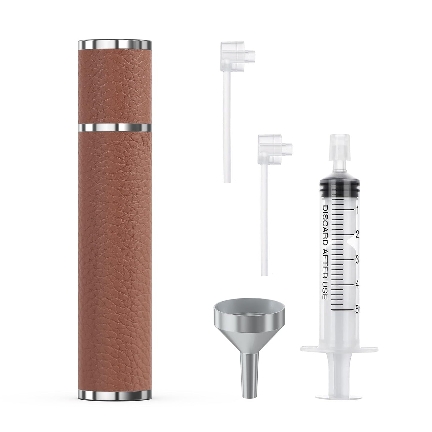 FENHON 12ml Genuine Leather Perfume Atomizer Refillable, Portable Mini Cologne Sprayer with Magnetic Cap & 3 Refill Tools, Luxury Travel Size Fragrance Spray Bottle for Men & Women (Browm)