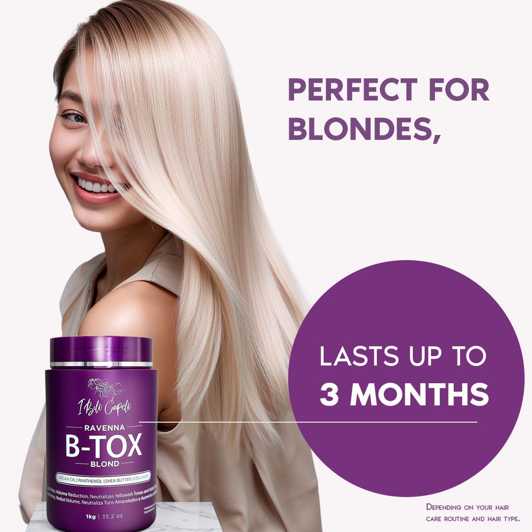 Ravenna Hair B-tox Treatment for Blond Hair - Formaldehyde-Free, Anti-Frizz, Deep Hydrating | 35.2 oz (1kg)