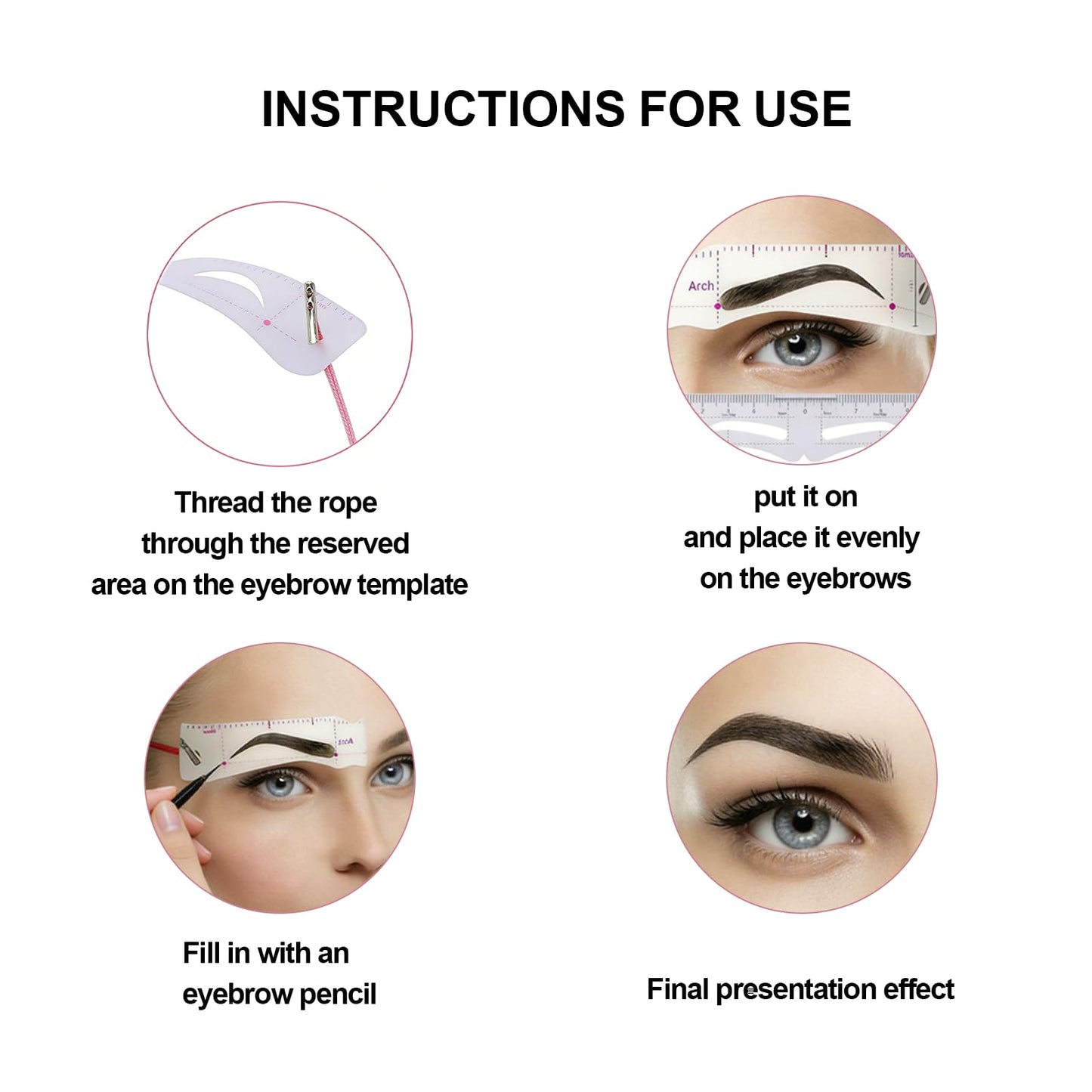 Eyebrow Stencil 6-Pack, 6PCS Reusable Eyebrow Shaper Kit, 4-in-1 Universal Fit Eyebrow Template with Strap, Easy 3-Minute Makeup Tool for Beginners, Precise Brow Stencil Set for Women