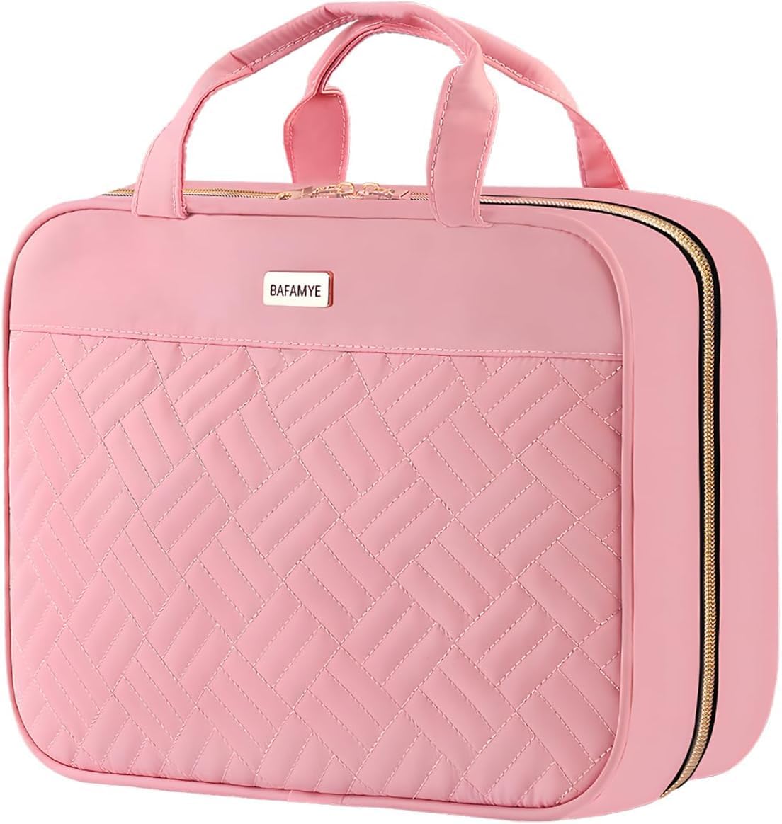 Toiletry Bag - Water-Resistant Travel Organizer with Hanging Hook | Large Light Pink for Makeup & Accessories