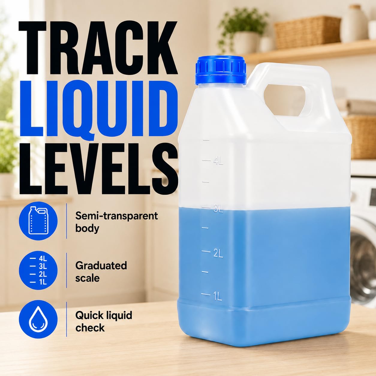METAPACK 2 Pack 1 Gallon Jug with Pump, HDPE Plastic Laundry Detergent Container, Empty Square Jug for Liquid Soap, Oil, Sauces, Beverage, 4 Labels Included (Translucent)