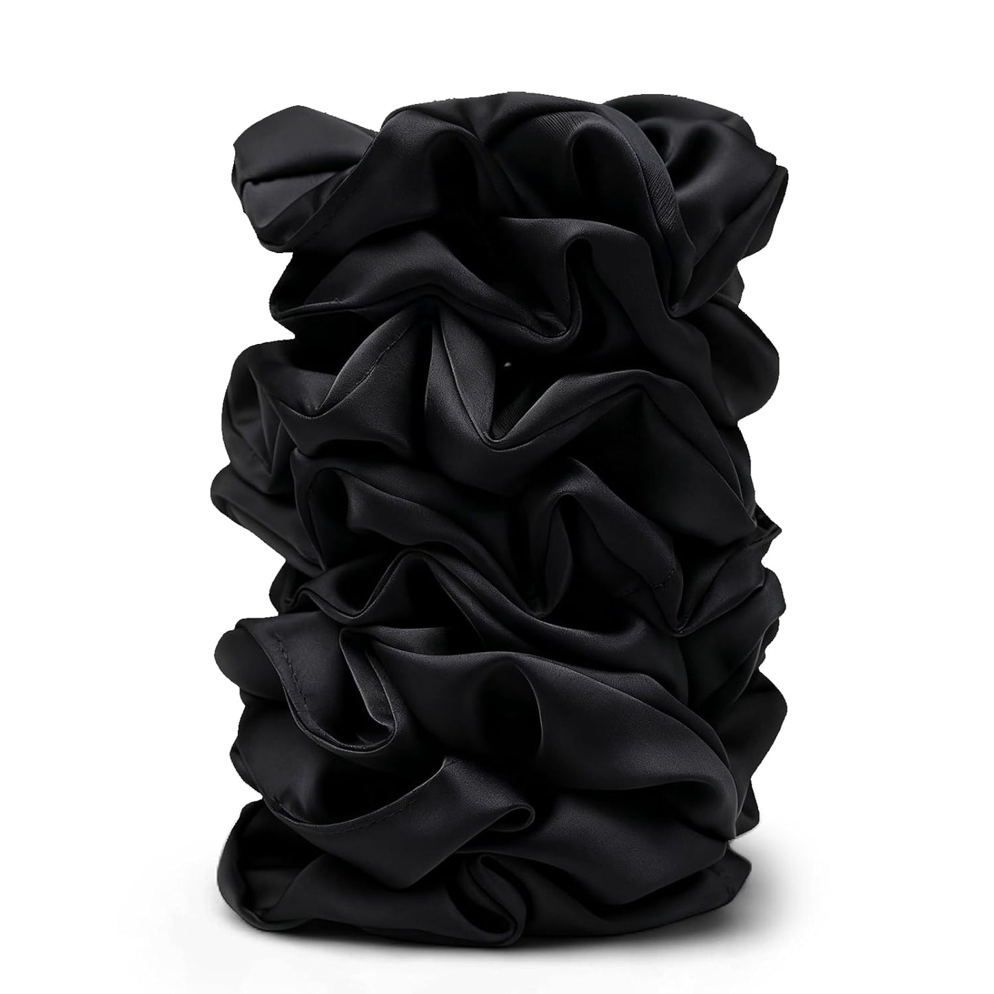 Satin Scrunchies for Women - 8PCS Black Silk Hair Ties | No-Crease, Frizz-Free Gentle Elastic Bands for All Hair Types
