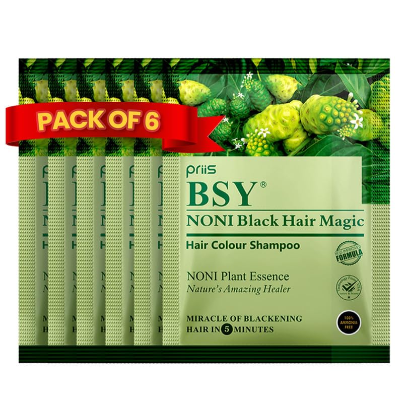 BSY Noni Black Hair Magic Dye Shampoo - 5-Minute Instant Gray Coverage