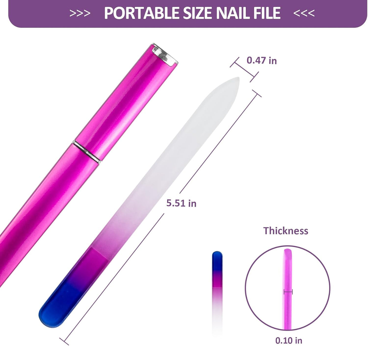 Crystal Glass Nail File Set - Double-Sided Etched Fingernail Files for Natural Nails | 3 Pack with Case - Ideal for Foot Care & Gifts