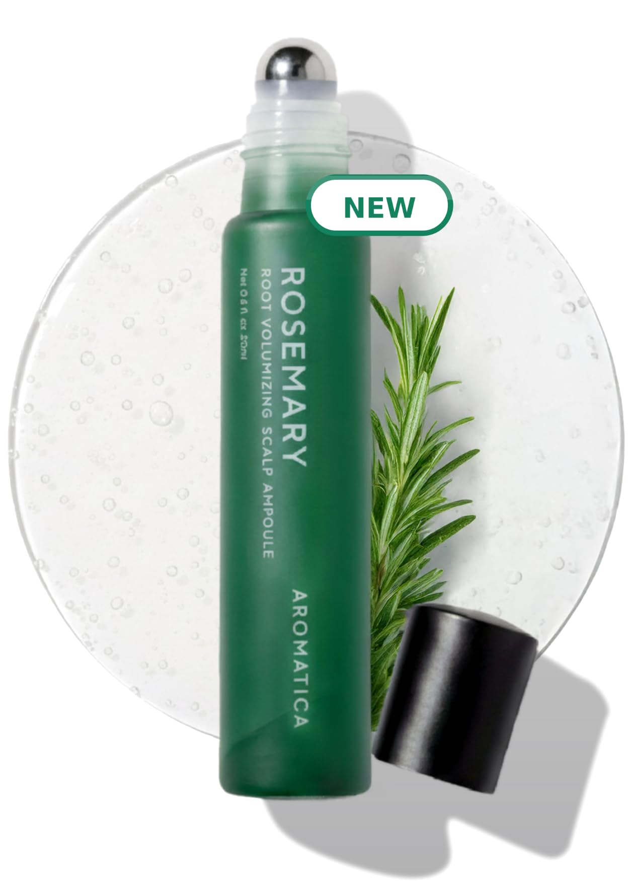 AROMATICA Rosemary Root Volumizing Scalp Serum, Korean Hair Growth Serum Roll on, Caffeine 10,000ppm & Rosemary Essential oils 1,400 ppm, Cooling Scalp care, Silicon/Paraben/Sulfate‑Free (0.67oz)