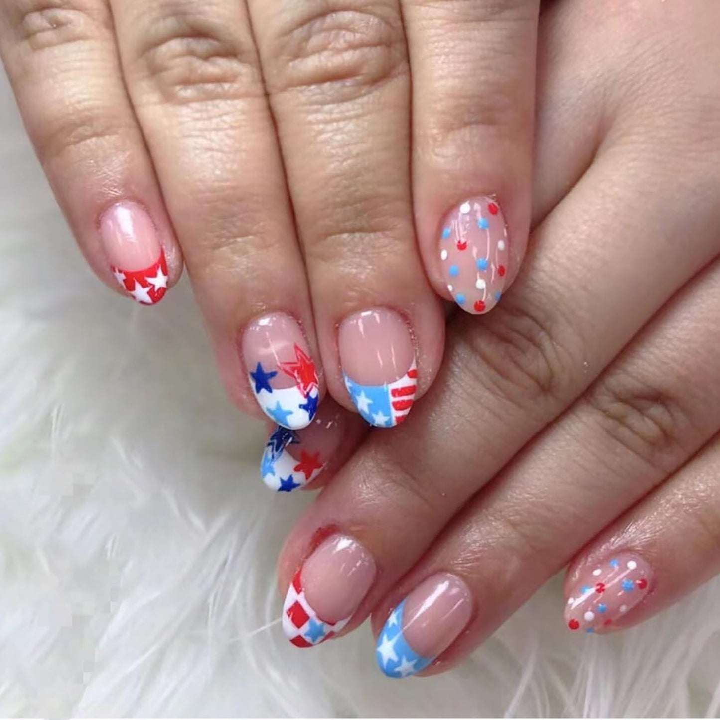 Pink Flower Press-On Nails - Medium Almond Floral Design with Rhinestones & Glitter | 24 Pcs Full Cover Acrylic Nails
