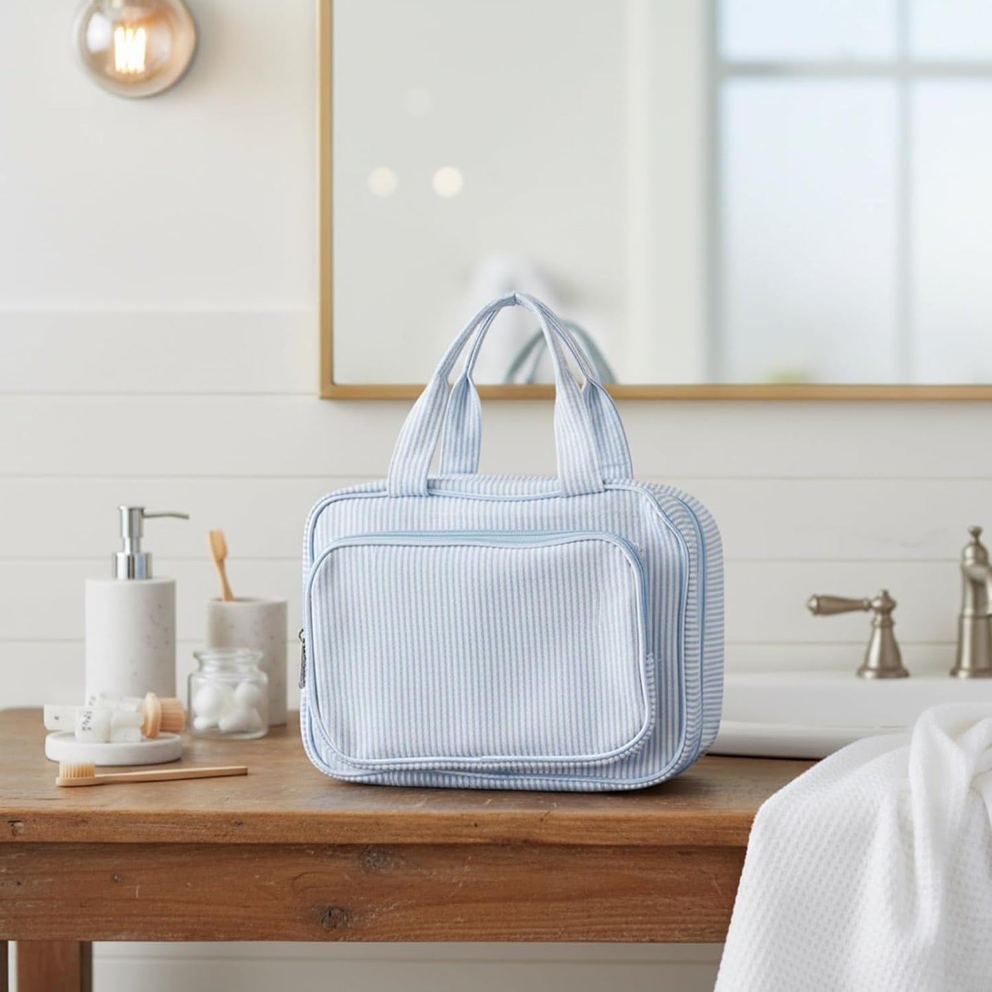 Huhumy Hanging Toiletry Bag - Travel Cosmetic Organizer with Detachable Pouch | Blue