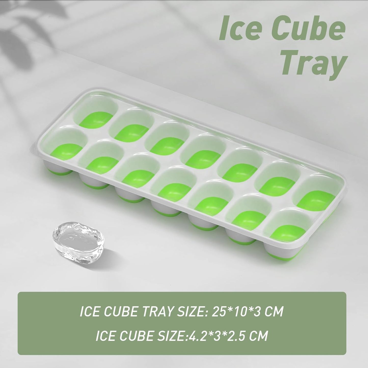 ChefAide Ice Cube Trays - 4-Pack Stackable Silicone & Plastic Molds for Easy Release | 56-Cube Capacity