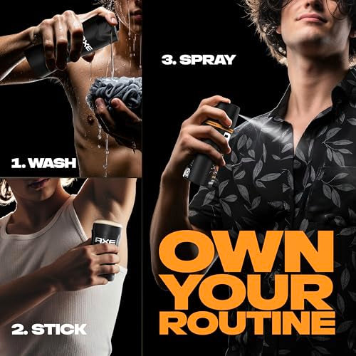 AXE Dark Temptation Body Spray for Men - 4 Pack, 48-Hour Freshness, 2.9 oz