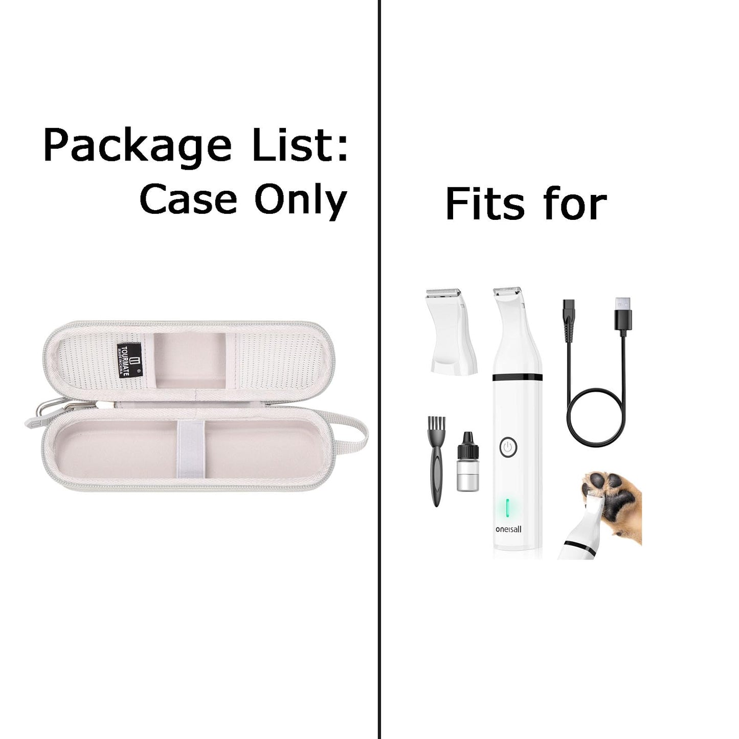 Tourmate Hard Storage Case for Dog Clippers - Travel Case for Dog Clippers(Only Case) (Gray)