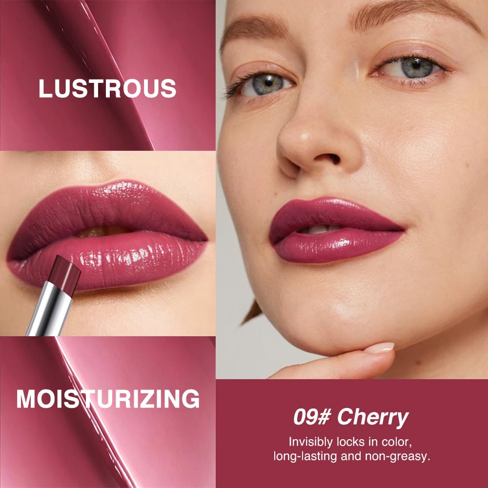 HHLTOH Cherry Wine Honey Tinted Lip Balm for Women, Hydrating Lip Oil Stick Lip Gloss Lipstick for Mature Skin, Sheer Lightweight Moisturizing Lip Tint Balm with Natural Shine, Vegan & Cruelty-Free