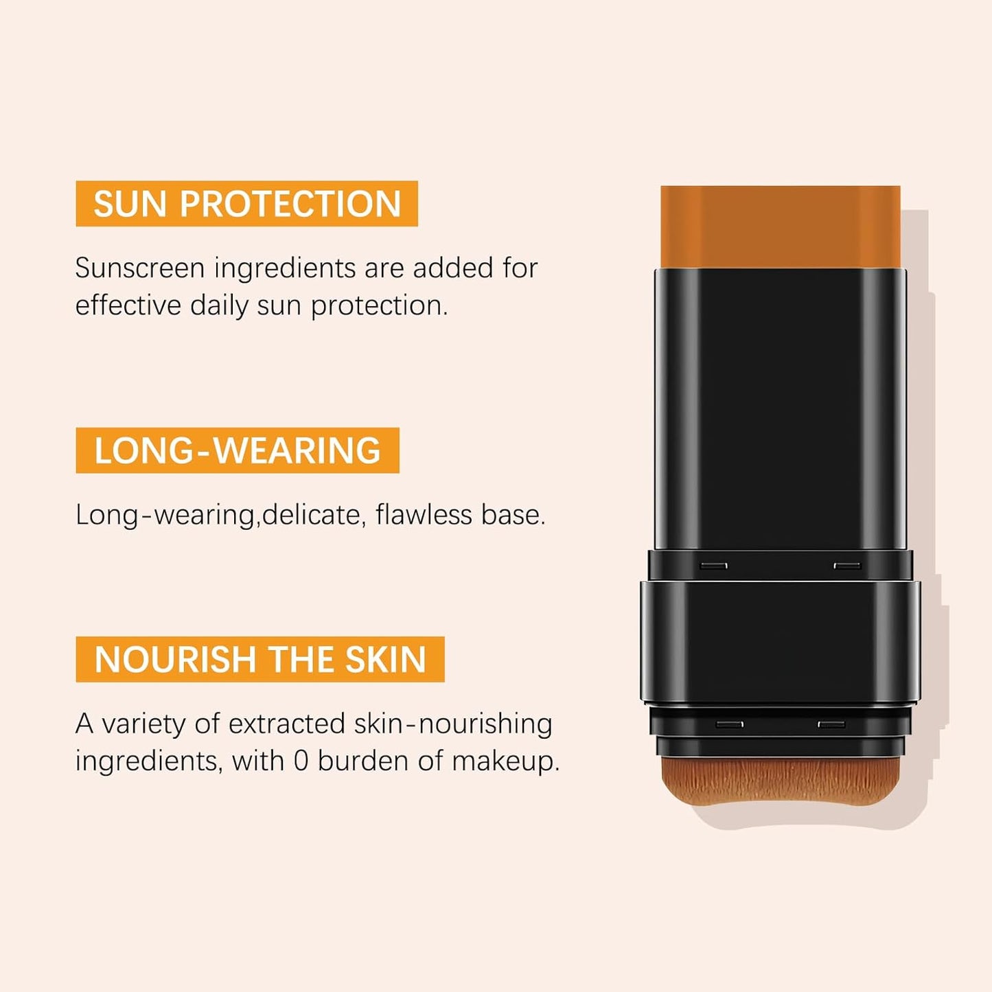 3-in-1 Hydrating Foundation Stick - Anti-Wrinkle Concealer with Natural Matte Finish | Dark Shade for All Skin Types