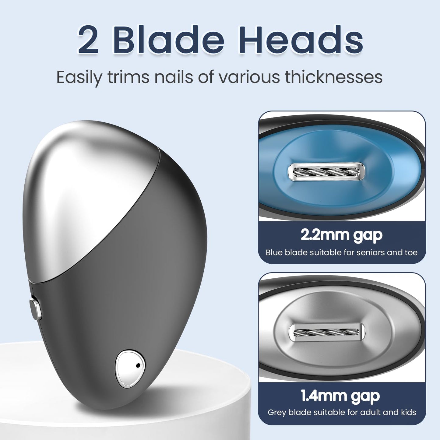Upgraded Electric Nail Clipper with Thickened Blade Heads, Rechargeable Cordless Automatic Electric Nail File, Easy & Safe Electric Nail Trimmer for Autism Kids, Adult, Seniors Fingers/Toenails