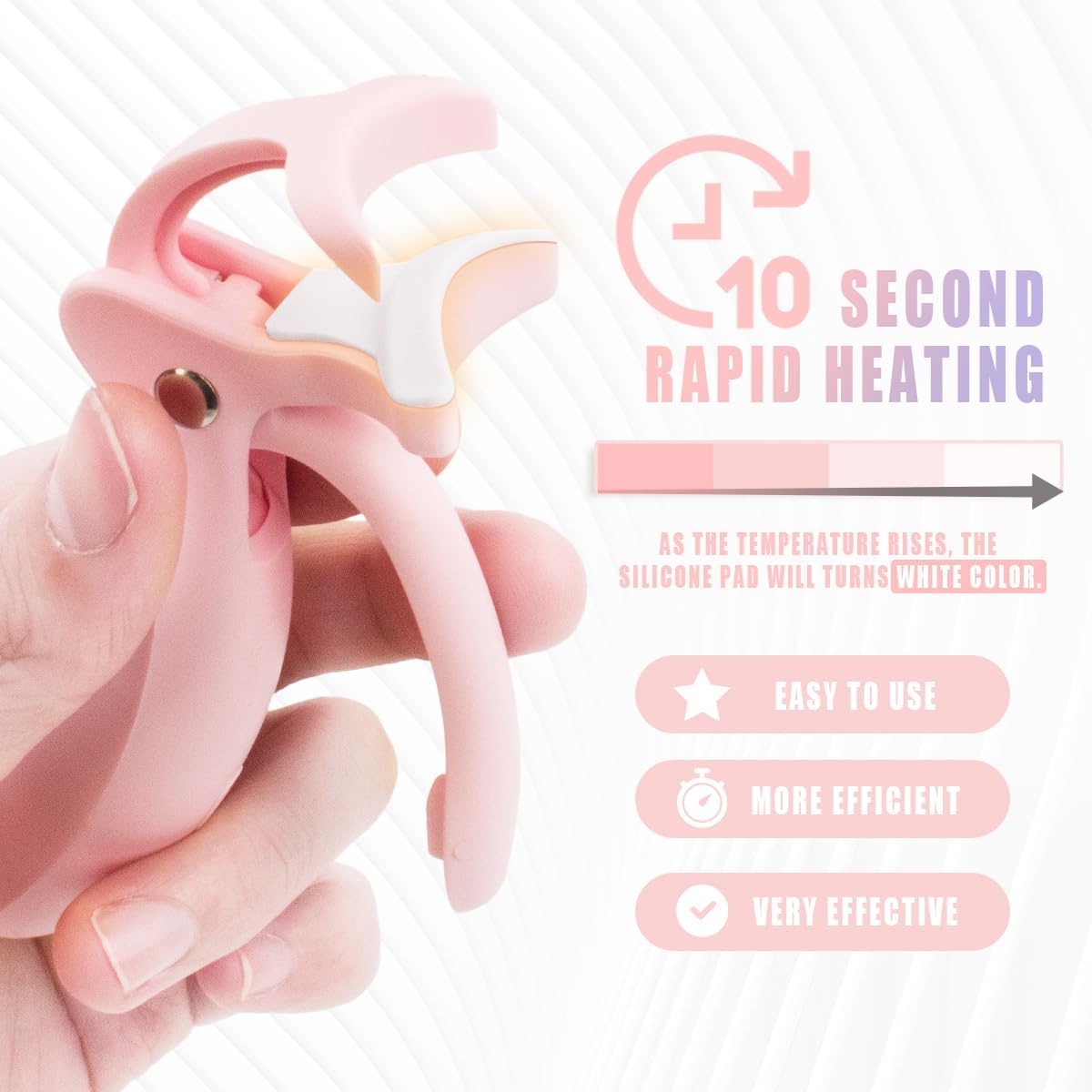Heated Eyelash Curler for Women - Fast Heating, USB-C Rechargeable, Color-Changing Silicone Pad | 2 Temperature Settings