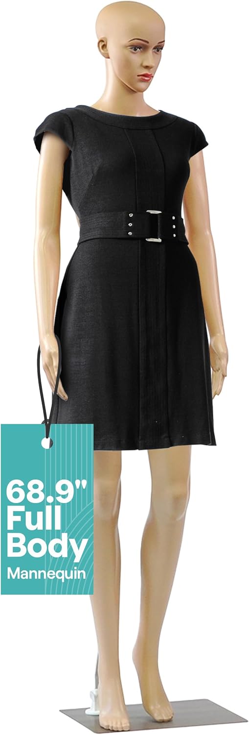 SereneLife Male Mannequin - Full Body Dress Form with Adjustable Stand | 74" Height, Detachable Head & Hands