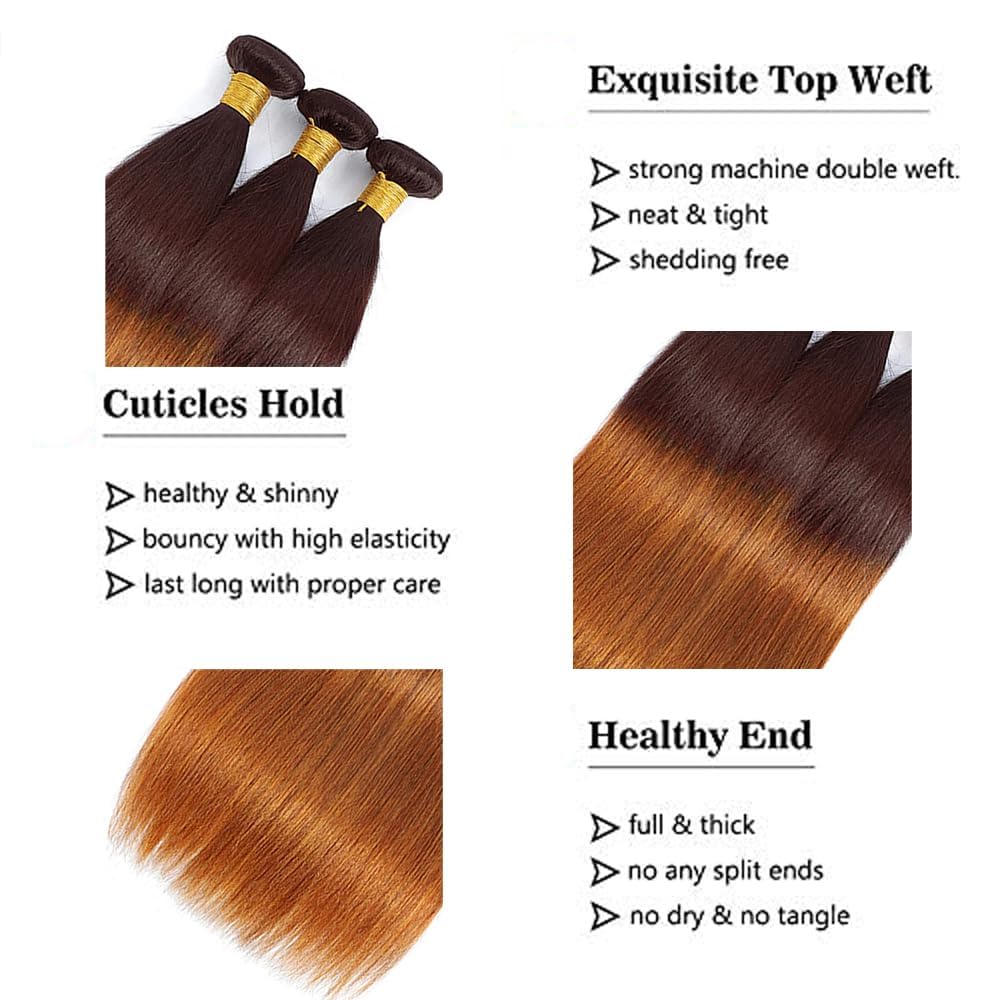 28 30 32 inch GveoXvo #4 Color Bundles Brown Human Hair Bundle Ombre Bundle Human Hair Light Brown Straight Bundles 300g