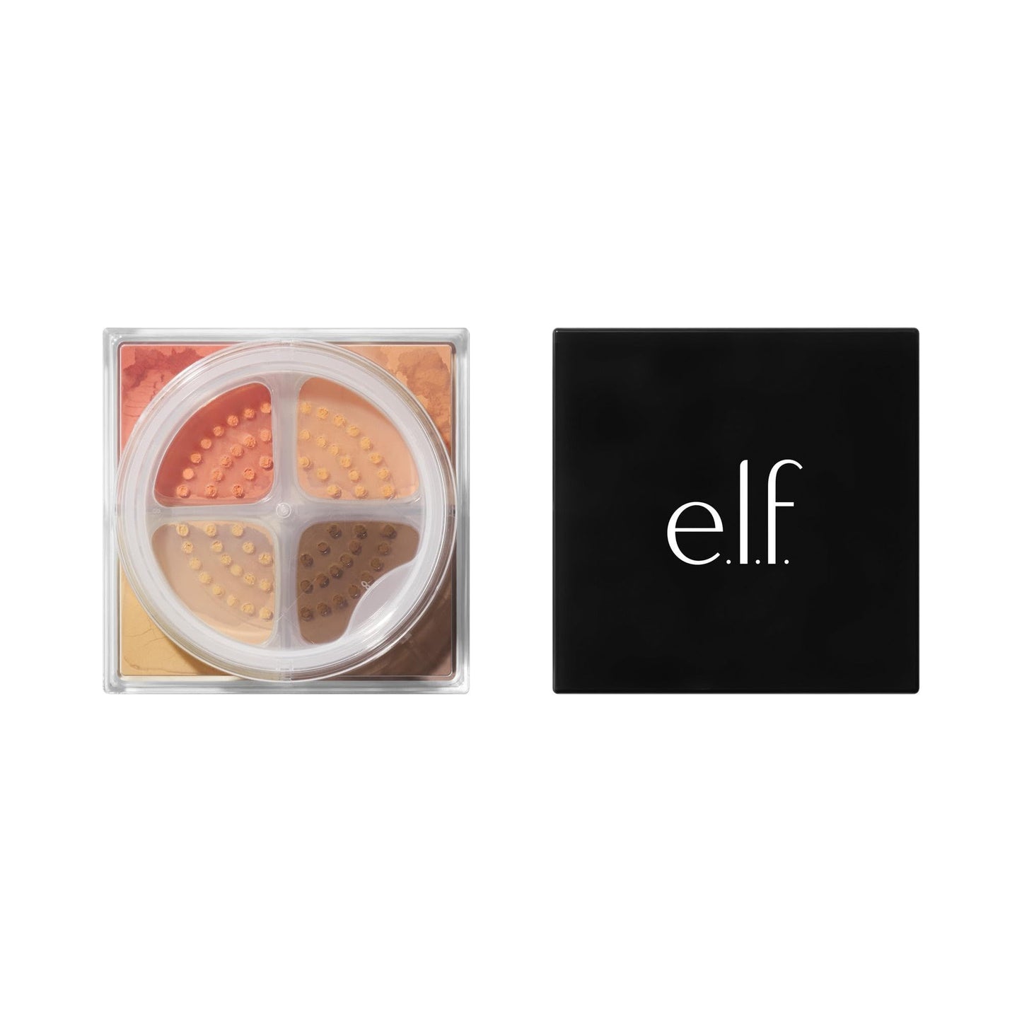 e.l.f. Set it Bright Powder Quad, Brightening Loose Setting Powder, Bakes, Blurs & Sets for Soft-Matte Radiance, Velvet Puff Included, Vegan & Cruelty-Free, Deep-Rich