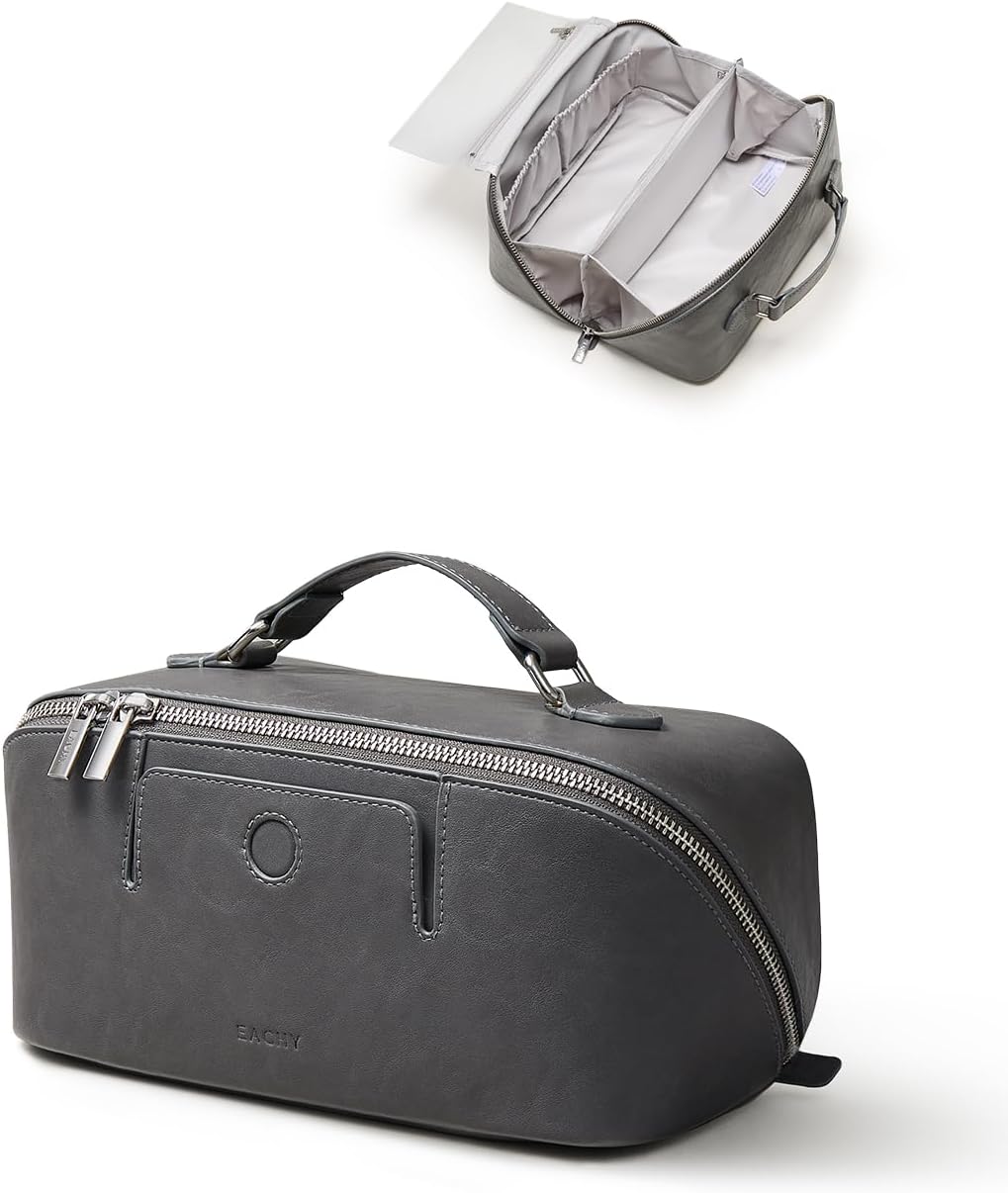 Travel Makeup Bag - Large Capacity Waterproof PU Leather Cosmetic Organizer for Skincare & Brushes | Portable Toiletry Bag