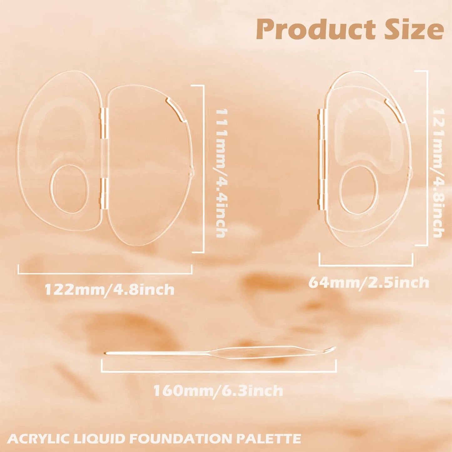 Acrylic Makeup Mixing Palette - 180 Degree Folding Design with Spatula & Felt Bag | Transparent Foundation Tool