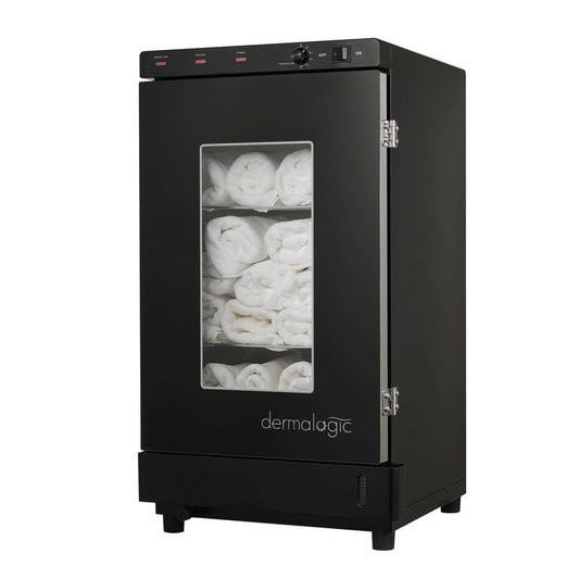 Dermalogic Towel Steamer 120G Glass Door, Black Finish Modern Design Towel Warmer for Massage Beauty Center Barber Nail Salon Spa Furniture Equipment