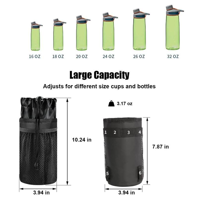 Caudblor Bike Water Bottle Holder Bag for Kid Adult, Insulated Bicycle Coffee Cup Holders with Phone Storage, Black Handlebar Drink/Beverage Container for Walker/Cruiser/Exercise/Mountain Bike