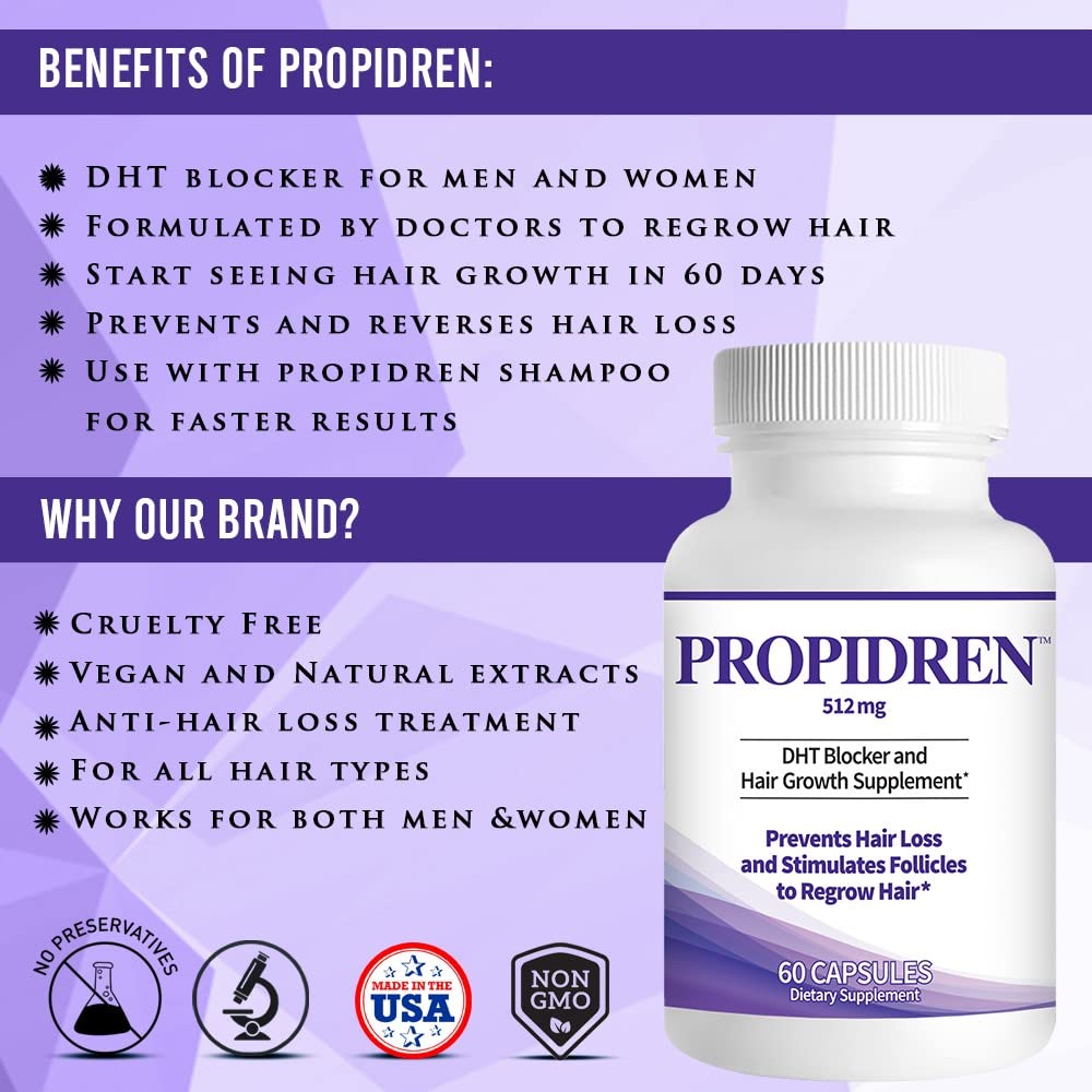 Propidren DHT Blocker & Hair Growth Pills To Stop Hair Loss and Regrow Hair