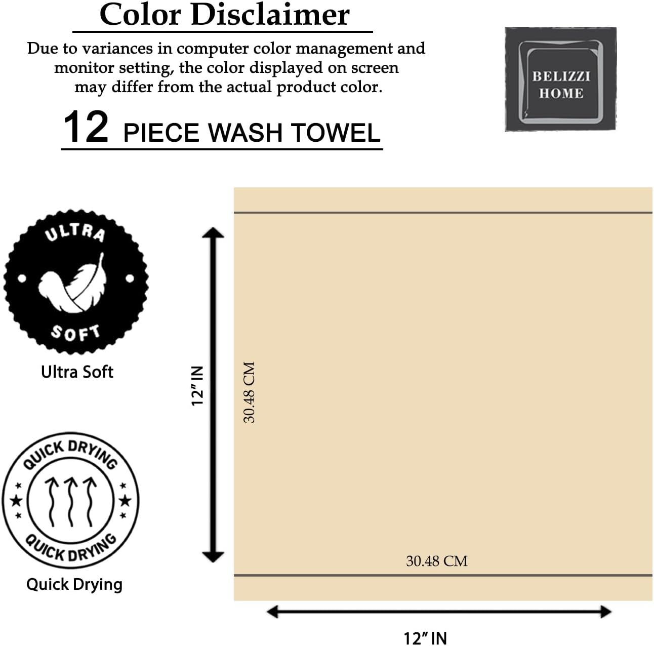 Ultra Soft Cotton Washcloths - 12 Pack 12x12 Inch Face Towels | Compact & Lightweight - Burgundy